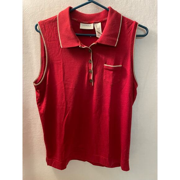 Liz golf by Liz Claiborne red collared tank top size large - Picture 1 of 6